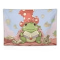 thumbnail image 5 of Creowell  Kawaii Pink Frog Tapestry Cute Mushroom Frog Room Decor Aesthetic Wall Hanging Bedding Tapestry for teen girl's Bedroom (Pink, 60x40 Inch) 60x40in, 5 of 7