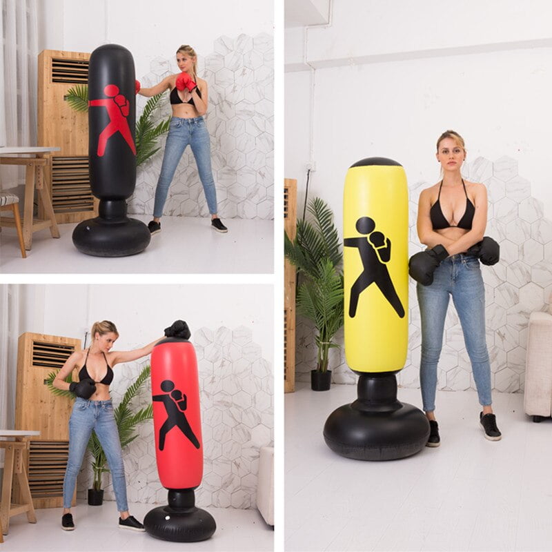 Free Standing Punching Bag Boxing Cardio Gray Kickboxing MMA Heavy