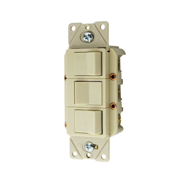 Cooper 3283V Combination Triple Single Pole Switch w/ Ground 15A 120V