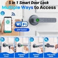 thumbnail image 2 of Smart Door Lock,Blacksmith 5 in 1 Smart Door Handle with Built-in WiFi Gateway and Fingerprint,App,Password,Key,Card Unlock,Smart Lock for Door,Gray, 2 of 7