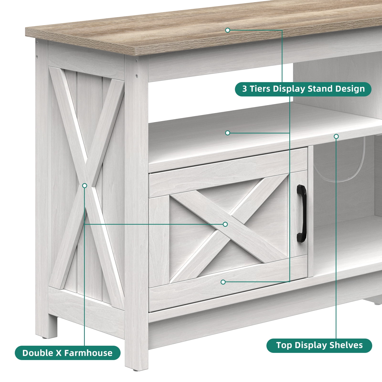 DEXTRUS Buffet Cabinet, 59" Farmhouse Storage Sideboard with Barn Door for Home Dinning Living Room, Grey Wash