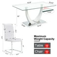 thumbnail image 3 of Sumdeal 63" Glass Dining Table Set for 4,Modern Dining Room Table Set for 4, Kitchen Table and PU Leather Chairs Set for 4, Dinner Table with Rectangle Tempered Glass Top and Chrome Silver Base, 3 of 10