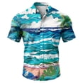 thumbnail image 5 of Domuza Hawaiian Tropical Shirt Men Short Sleeve Stylish Casual Button Down T Shirt Beach Vacation Relaxed Fit Lightweight Tops Blue S, 5 of 7