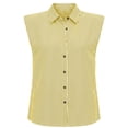 thumbnail image 5 of Feancey Women's Sleeveless Button Down Shirts Striped Casual Collared Work Blouses Loose Fit Dressy Office Tank Tops Summer Trendy Clothes Yellow XXL, 5 of 8