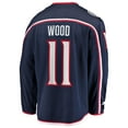 thumbnail image 3 of Men's Fanatics Miles Wood Navy Columbus Blue Jackets Home Breakaway Jersey, 3 of 3