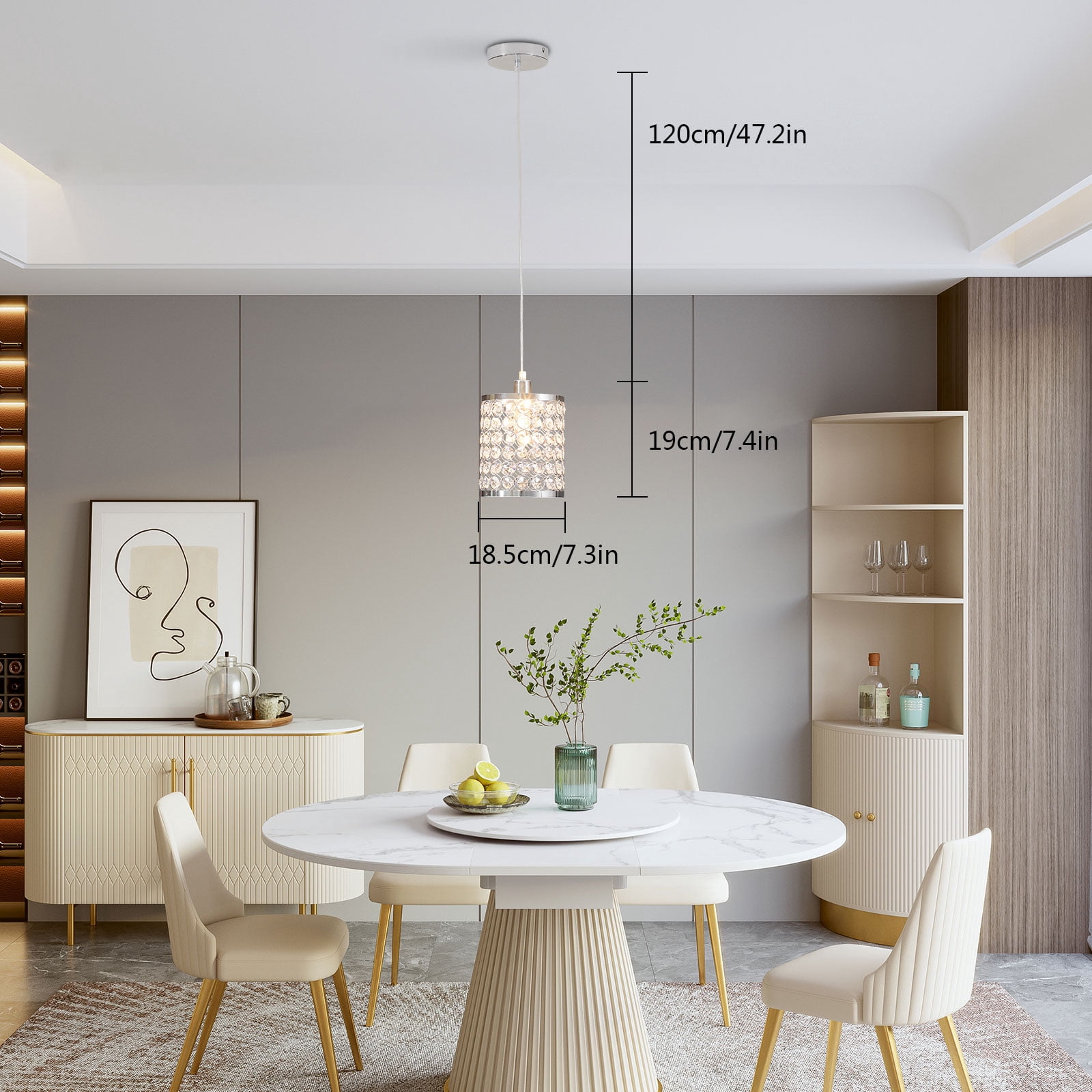 3pc Modern LED Crystal Ceiling Light Dining Room Pendant Lamp Lighting Chandelier for Kitchen, Restaurant, Living Room, Office (E12)