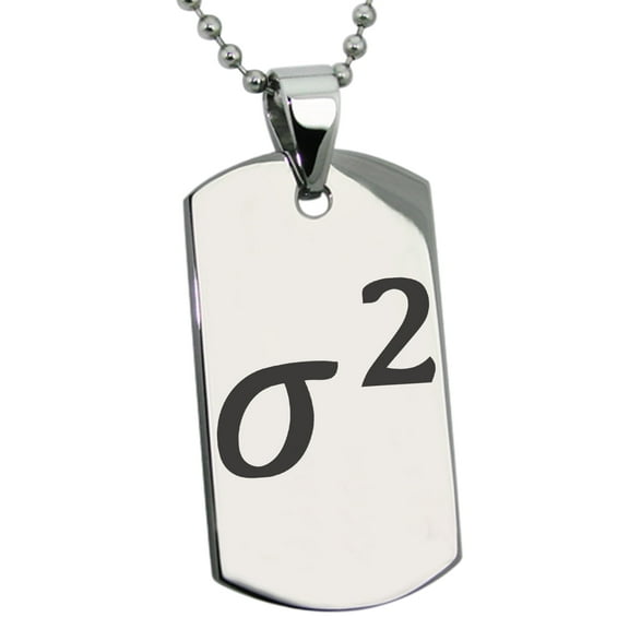 Tioneer Stainless Steel Variance Mathematical Engraved Dog Tag Pendant Necklace