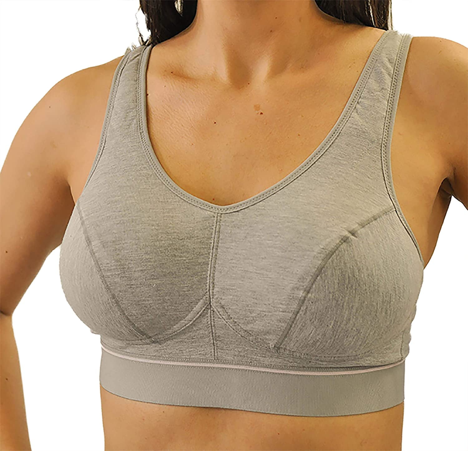Nearly Me -Cotton Soft Comfort Cup Post Mastectomy Lumpectomy Pocket Sports  Bra #550 D 38D 