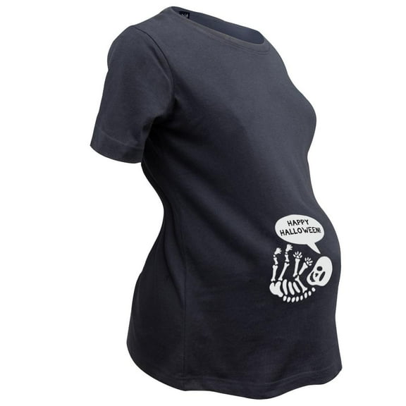 Halloween Baby Boy Skeleton Women's Maternity Costume Black T-Shirt - Small