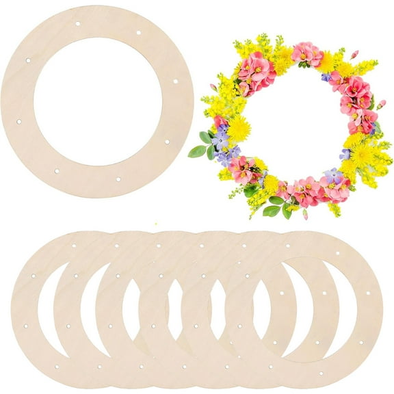 NOGIS 12 Inch 6 Pack Unfinished Wooden Wreath Rings Crafts Hanging Floral Hoop Garland Wood Wreath Frames for Home Decor Decor for DIY Christmas Wedding Craft Decor (Inner Diameter of 7.9inch)