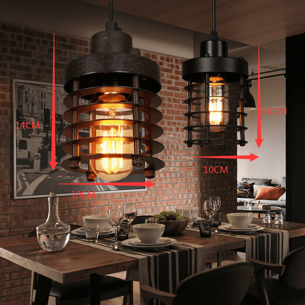 Miumaeov Retro Chandelier Ceiling Light Metal Cage Lampshade Pendant Fixture for Kitchen Bar Hallway Balcony