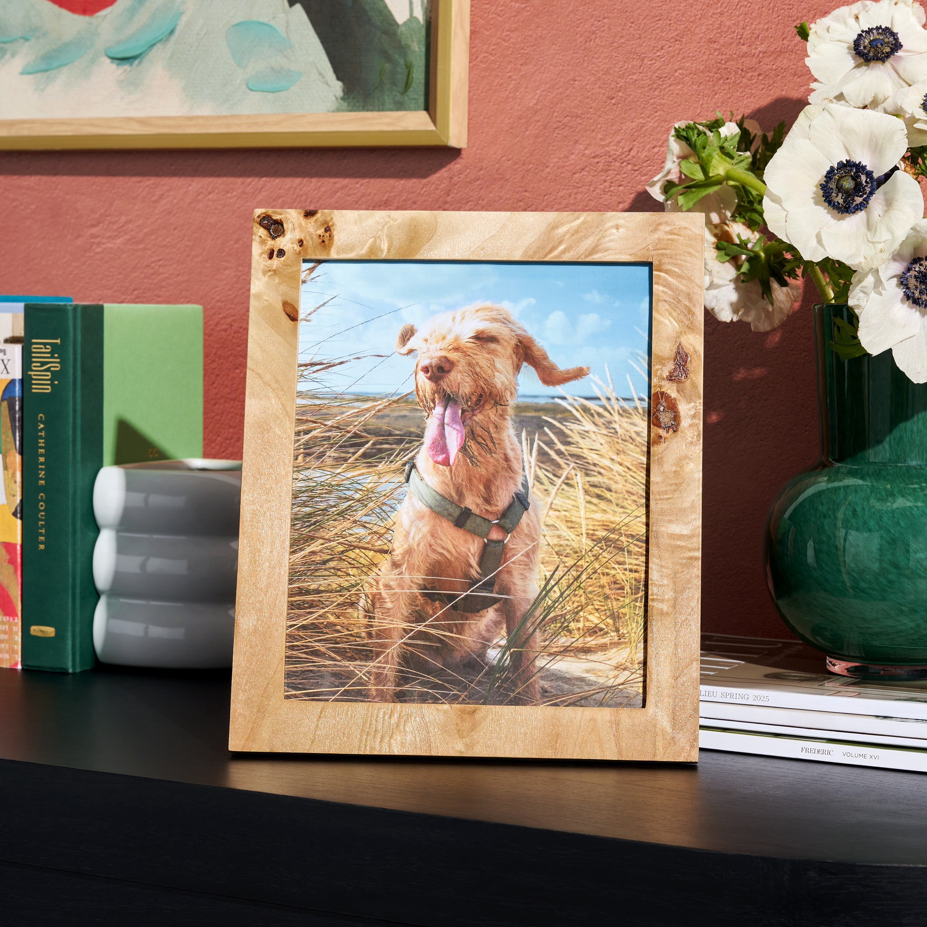 Beautiful 8x10 Burl Wood Photo Frame by Drew Barrymore – Elegant Natural Bohemian Wood Design, Natural Wood Rectangular Picture Frame for Tabletop, Fits 8x10 Photos