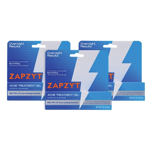 Gel para tratamiento del acné Zapzyt Maximum Strength con peróxido de benzoilo al 10%, 30 ml (paquete de 3)