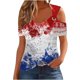 thumbnail image 2 of Fiudx Ofertas Del Día Camiseta Sexy de Verano para Mujer, Blusa con Hombros Descubiertos, Cuello En V, Manga Corta, Camisetas Sólidas, 2 of 5