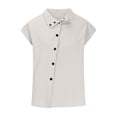 thumbnail image 4 of Easter blouses for women dressy casual Cotton Linen High Neck Cap Sleeve Shirt Summer Fashion Casual Blouses womens tops, 4 of 5