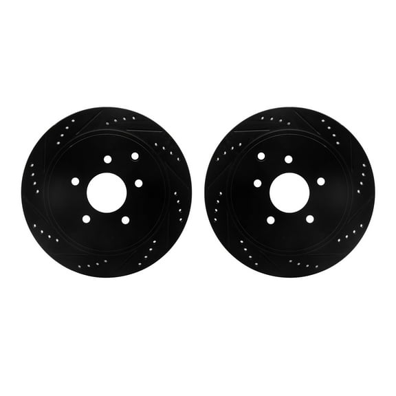 Dynamic Friction Company Rear Brake Rotors-Drilled and Slotted-Black 8002-67079