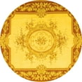thumbnail image 1 of Ahgly Company Machine Washable Indoor Round Medallion Yellow French Area Rugs, 4' Round, 1 of 4