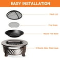 thumbnail image 5 of 32" Portable Metal Patio Round Fire Pit Table with Spark Screen Cover, Log Grate, Waterproof Cover and Fire Poker for Outdoor Backyard, Garden, Bonfire, 5 of 7