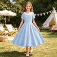 thumbnail image 4 of WOYY Girls Vintage Polka Dot Dress Casual Party Short Sleeve A Line Swing Dress, Size 5-14, 4 of 4