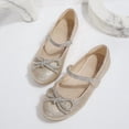 thumbnail image 4 of Rexoro Girls' Mary Jane Flats Kids Sparkly Rhinestone Bow Dress Shoes Princess Girls Shoes for Wedding Party Gold 11 Little Kid, 4 of 6
