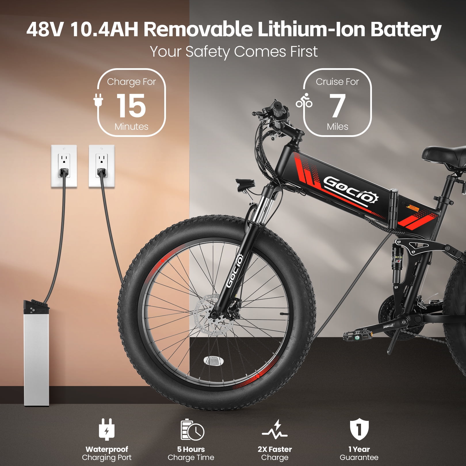 Funcid 500W Foldable Electric Bicycle with 26