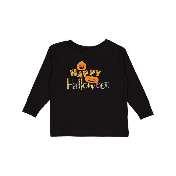 Inktastic Happy Halloween- decorated letters with dancing pumpkins Boys or Girls Long Sleeve Toddler T-Shirt