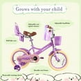 thumbnail image 3 of RULLY 16 Inch Girls Bike with Basket Bike Streamers Toddler Cycle Bikes, Purple, 3 of 7