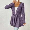 thumbnail image 6 of bbymog Womens Cardigan Sweaters Open Front Long Sleeve Cardigans with Drawstring Fall Casual Lightweight Cardigans for Women Purple XL, 6 of 9