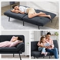 thumbnail image 6 of BSHTI 70.87" Convertible Futon Sofa Bed, Linen Fabric 2-Seater Sleeper Couch with 5-Level Adjustable Backrest & Armrests for Living Room, Office, Guest Room, Small Spaces, 6 of 13