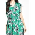 thumbnail image 4 of Vestido floreado cintura smock Roman Fashion /Juvenil, 8867 (Verde flor) verde G, 4 of 5