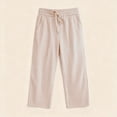 thumbnail image 5 of Girls' Capri Pants Wide Leg Drawstring Kids Summer Lightweight Cropped Sweatpants Pockets Kids Gingham Pants Plaid Leggings, 5 of 8