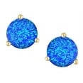 thumbnail image 2 of Star K� Round 6mm Created Blue Opal Three 3 prong Martini push back Stud earrings, 2 of 9