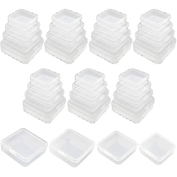 Mini cajas de almacenamiento vacías cuadradas de 32 piezas hechas de plástico transparente con tapas