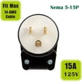 thumbnail image 2 of 90 Degree USA Canada Male Plug 5-15P 3 Pole Angle DIY Plug. 15A 125V USA 3Pin Black, 2 of 4