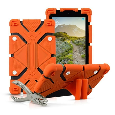 Galaxy Tablet 8in Case Universal 8 inch Tablet Case Flip Painted Leather Folio Stand Cover For iPad mini / Samsung Tab 8inch / Amazon Fire HD 8in Orange ()