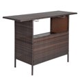 thumbnail image 2 of Tcbosik Modern Rattan Bar Table with Storage Rack, Gradient Brown, 2 of 10
