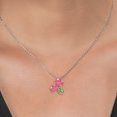 thumbnail image 3 of Gem Stone King 925 Silver and 10K Yellow Gold Fancy Pink Zirconia and Green Sapphire Pendant Necklace for Women (2.52 Cttw, Oval 8X6MM, 7X5MM and 6X4MM, Gemstone, with 18 inch Chain), 3 of 4