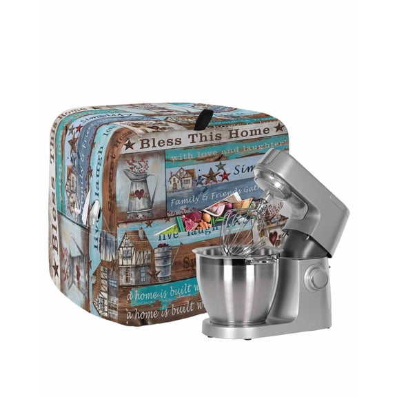 Rustic Star Farm Stand Mixer Dust Cover with Storage Pocket & Handles, American Country Berry Wood Grain Fits All Tilt Head & Bowl Lift Kitchen Appliance Cover Organizer Bag Accessories, 6-8 Quart