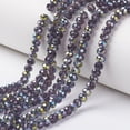 thumbnail image 1 of Electroplate Transparent Glass Beads Strands Half Green Plated Faceted Rondelle Slate Blue 8x6mm Hole: 1mm about 63~65pcs/strand 39~40cm, 1 of 2