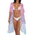thumbnail image 3 of HELLHERO Casual Loose Long Kimono Swimsuit Cover Up for Beach Polyester Loose Casual Swim Coverup Mermaid Scale, 3 of 6