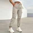 thumbnail image 4 of Resicozy Cargo Pants Women Lightweight Joggers Quick Dry Summer Hiking Drawstring Pants with Pockets Khaki S, 4 of 7