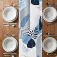 thumbnail image 4 of Table Runner 60 Inches Long for Kitchen Dining, Blue Bohogeometric Dresser Scarf Farmhouse, Dining Table Decorations for Wedding/Parties, Bohemia Ethnic Abstract Lines Leaf 13 x 60 In, 4 of 8