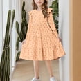 thumbnail image 6 of Atogsazn Girls Summer Long Sleeve Dress Kids Casual Ruffle A-Lined Midi Sundress Striped Layered Dresses 02-Orange 12-13 Years Fashion, 6 of 6