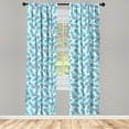 thumbnail image 3 of Ambesonne Pineapple Curtains, Exotic Hawaii Fruits, Pair of 28"x63", Blue and Pale Blue, 3 of 5