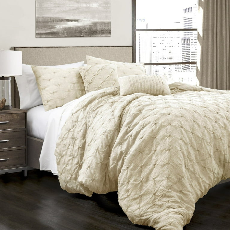 Lush Decor Bedding: Ravello Pintuck Ivory King Comforter Set