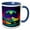 Blue/White, variant on 3drose, Decorative Fantasy Landscape of Tents, Mountains. Happy Camper Gift, 15oz Mug