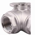 thumbnail image 1 of New style 3-Way Ball Valve, T Mounting Pad, Stainless Steel 304 Female Type for Water, Oil, and Gas with Vinyl Locking Handle (1 Inch NPT), 1 of 5