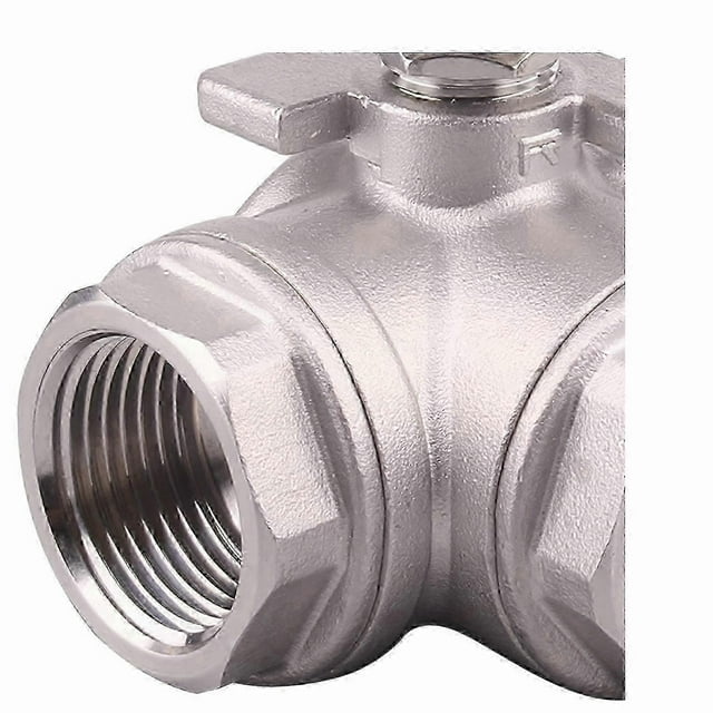 New style 3-Way Ball Valve, T Mounting Pad, Stainless Steel 304 Female Type for Water, Oil, and Gas with Vinyl Locking Handle (1 Inch NPT)