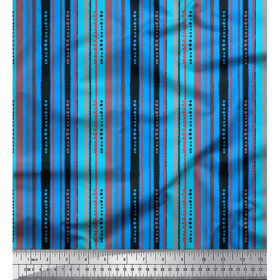 Soimoi Cotton Voile Fabric Dot & Stripe Printed Craft Fabric by The Yard 42 Inch Wide