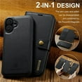 thumbnail image 2 of For iPhone 16 DG.MING Crazy Horse Texture Detachable Magnetic Leather Phone Case,Black,For iPhone 16, 2 of 9